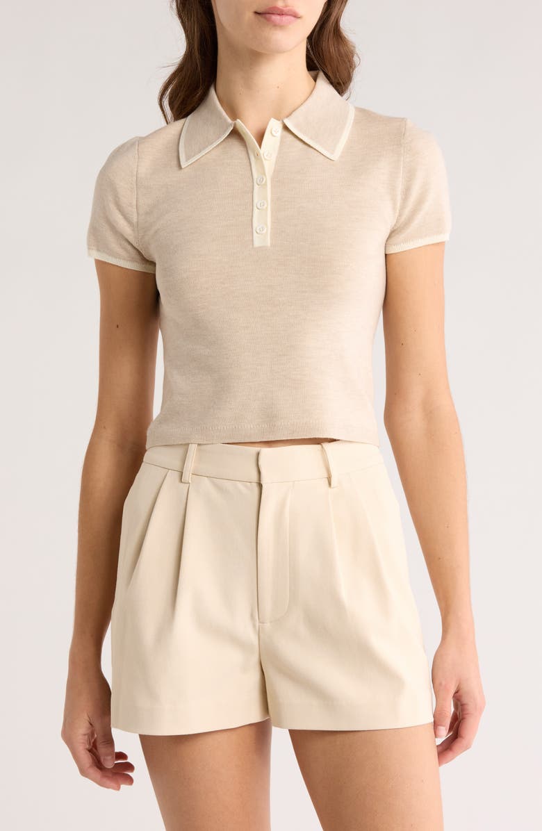 Alice + Olivia Meda Wool Blend Crop Polo, Main, color, 