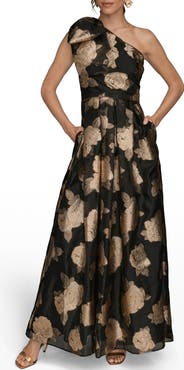 Donna Karan New York One-Shoulder Metallic Jacquard Gown