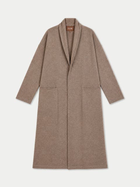 Cashmere Shawl-collar Long Cardigan