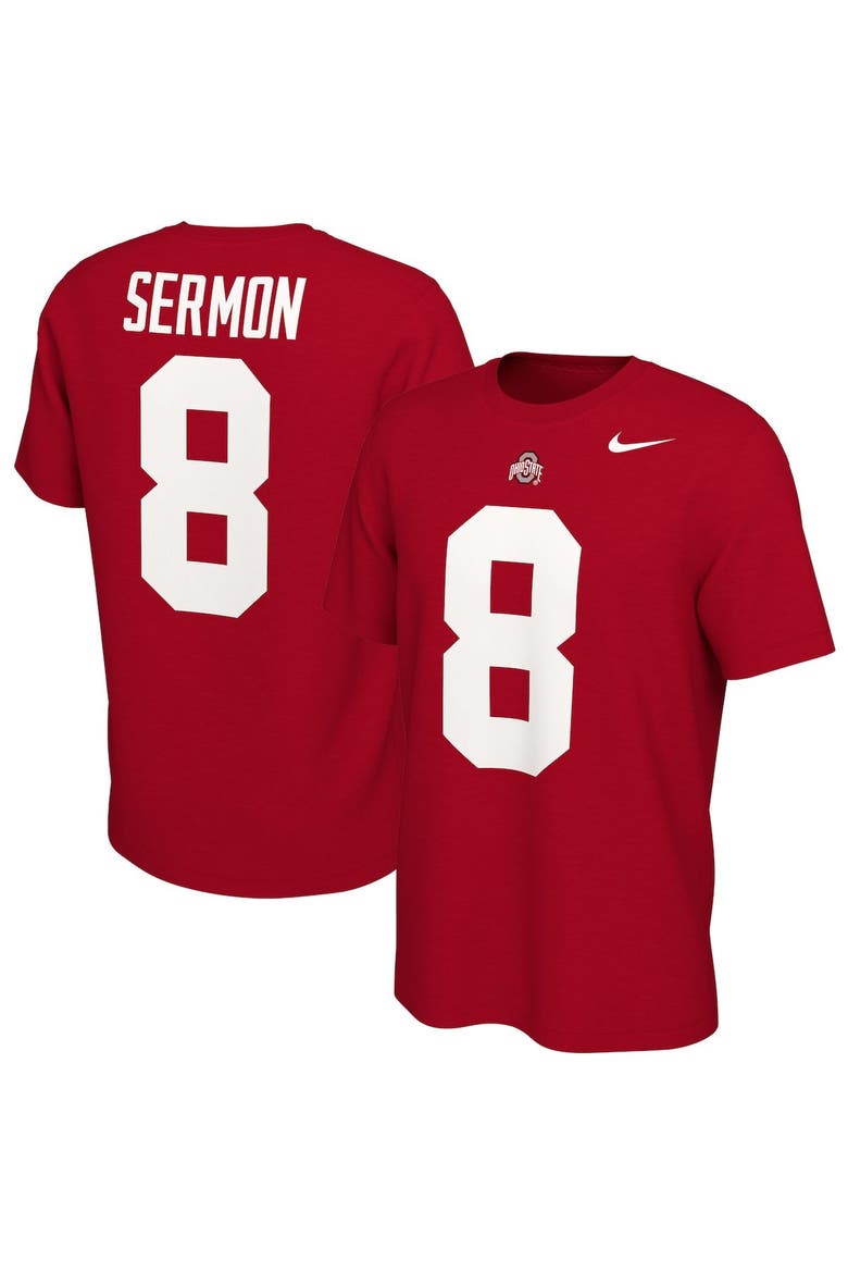 Men's Nike Trey Sermon Scarlet Ohio State Buckeyes Alumni Name & Number T-Shirt, Main, color, Scarlet