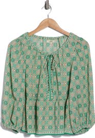 MAX STUDIO Polka Dot Tie Neck Top