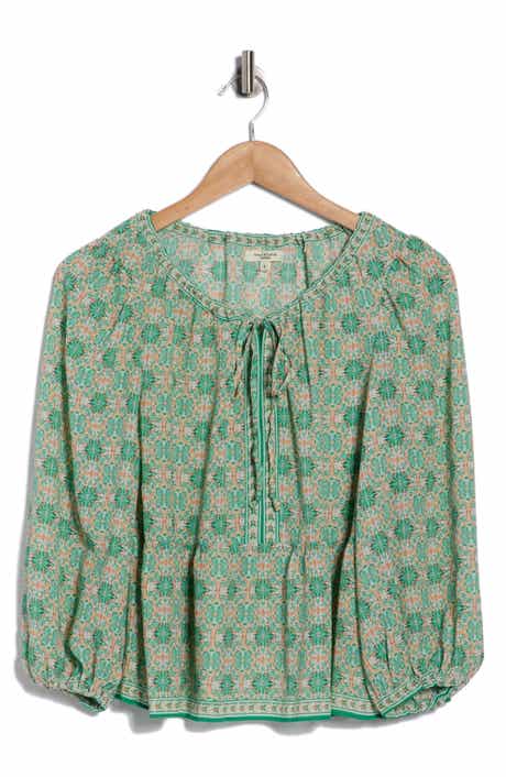 MAX STUDIO Polka Dot Tie Neck Top