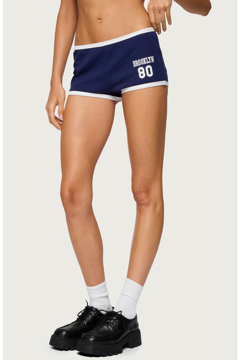 Brooklyn Contrast Low Rise Micro Shorts, Alternate, color, NAVY
