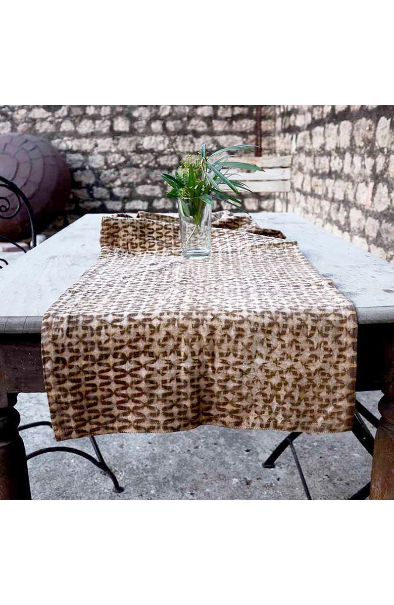 Ichcha Boho Block Print Table Runner, Alternate, color, Beige