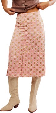 Free People Analise Polka Dot Button-Up Midi Skirt