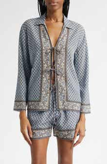 Eva Tie Front Mixed Paisley Print Top