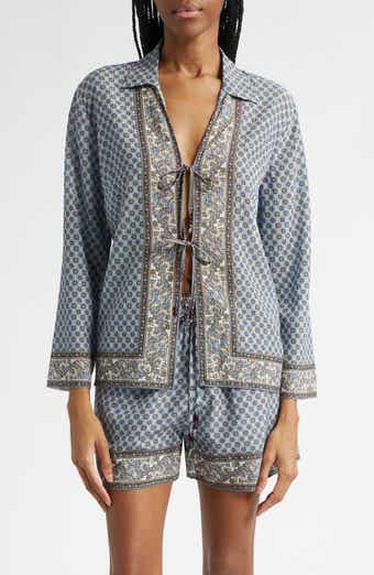 Eva Tie Front Mixed Paisley Print Top