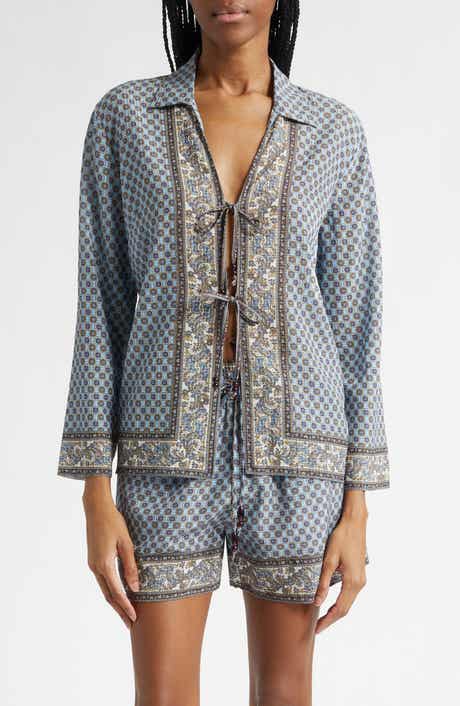 Eva Tie Front Mixed Paisley Print Top