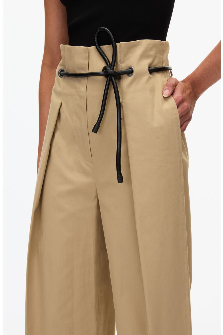 Origami Pleat Wide Leg Cropped Trousers, Alternate, color, KHAKI