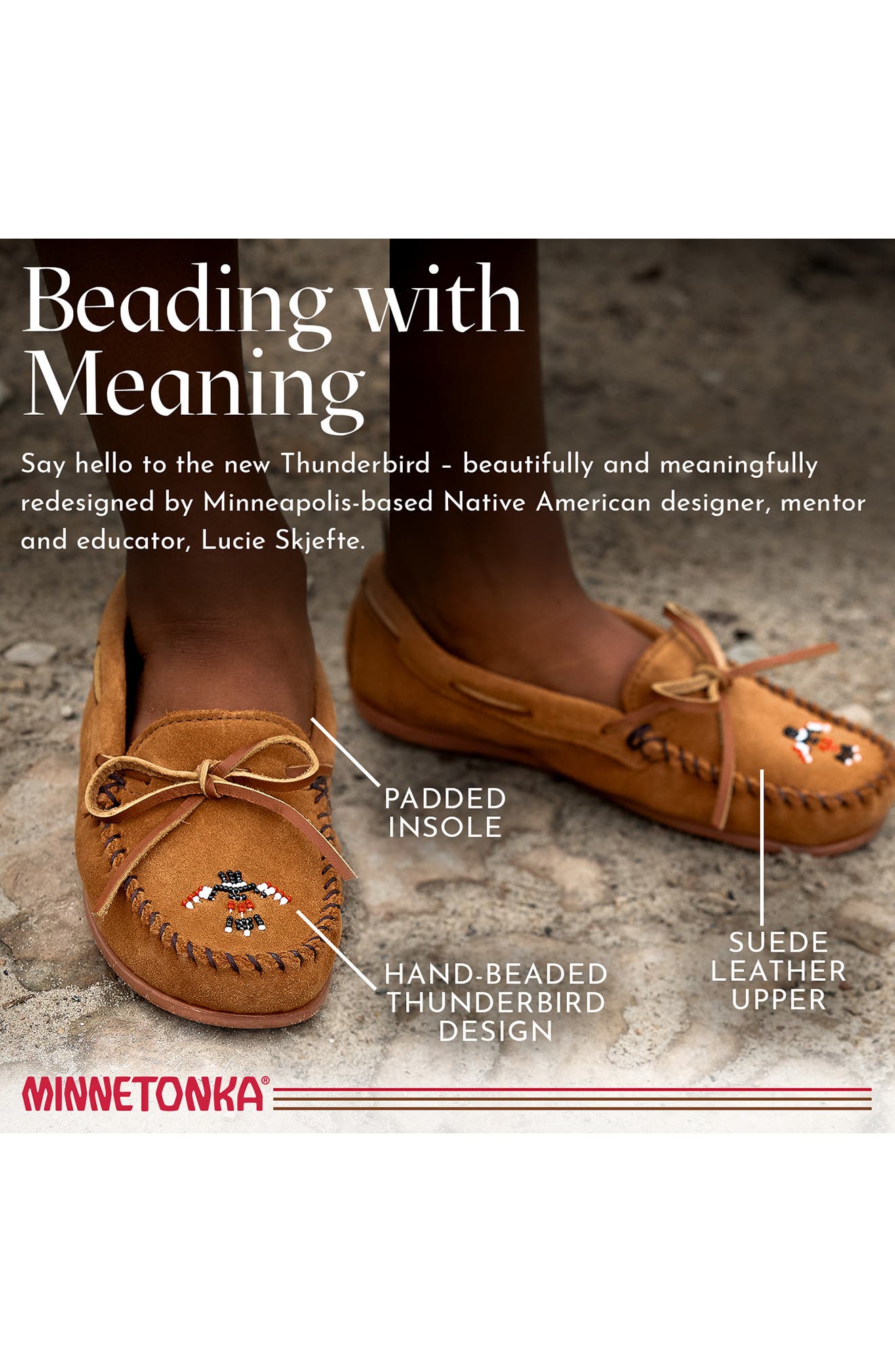 Minnetonka Kids' Thunderbird 'Animikii' Slip-On Shoe, Alternate, color, Brown