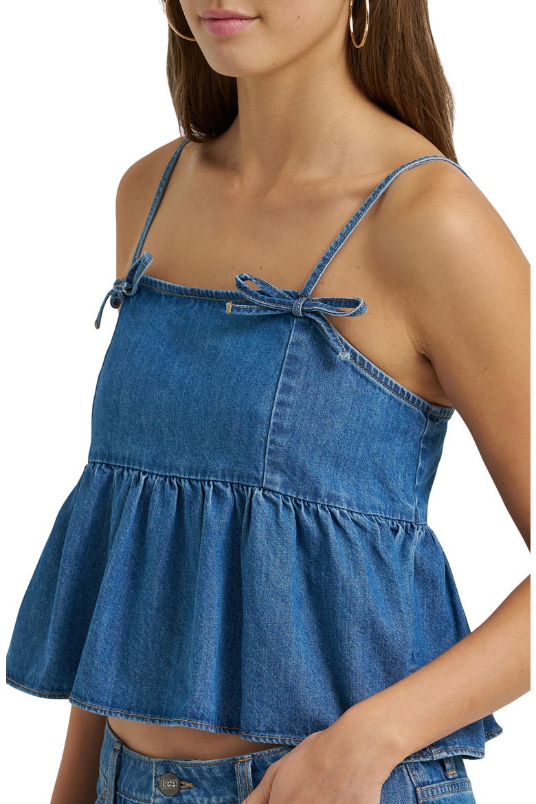 Denim Peplum Camisole, Alternate, color, CAPE TOWN