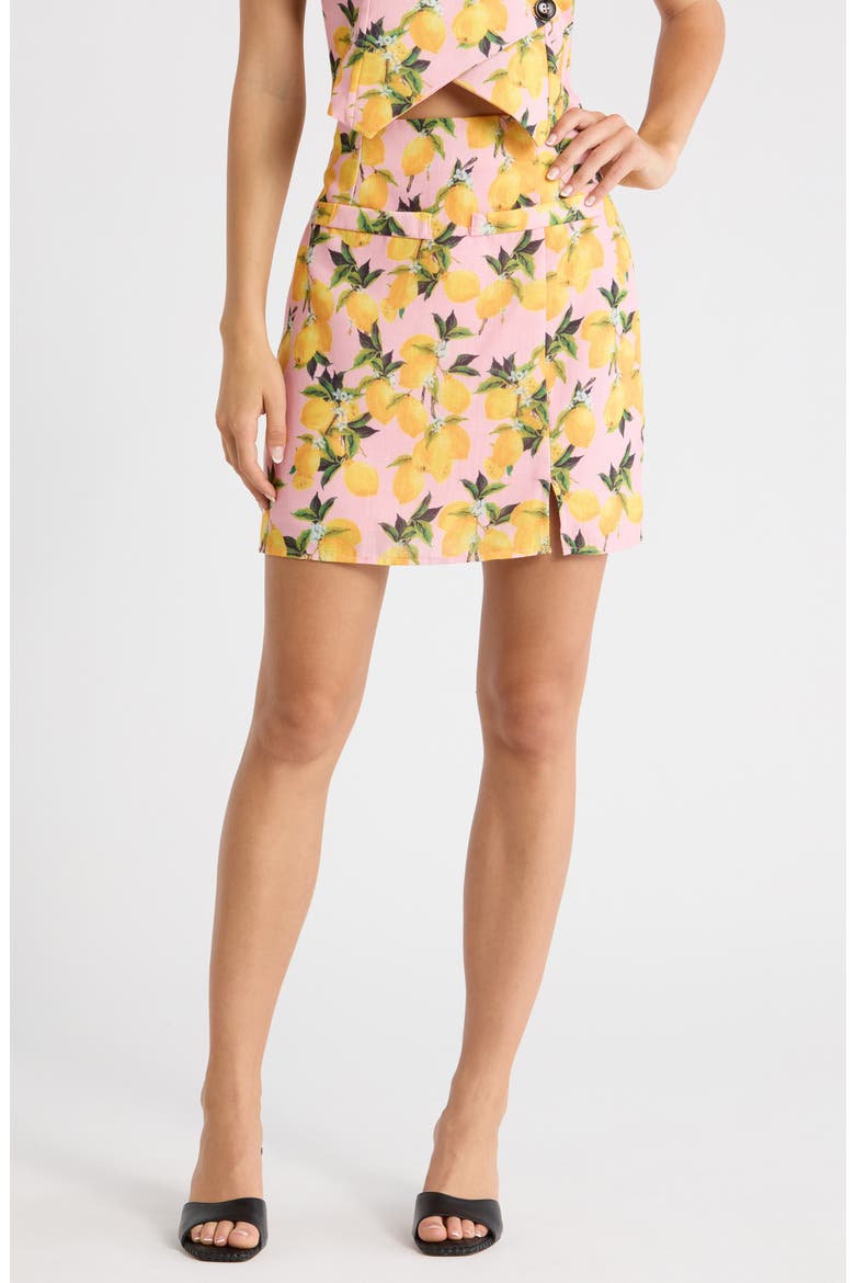 Desery Lemon Print Miniskirt, Main, color, YELLOW-MULTI