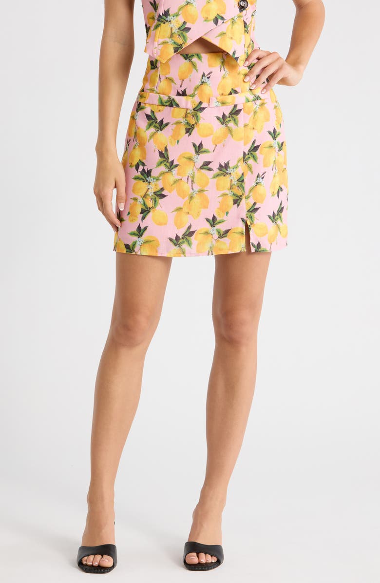 SUGARLIPS Desery Lemon Print Miniskirt, Main, color, Yellow-Multi