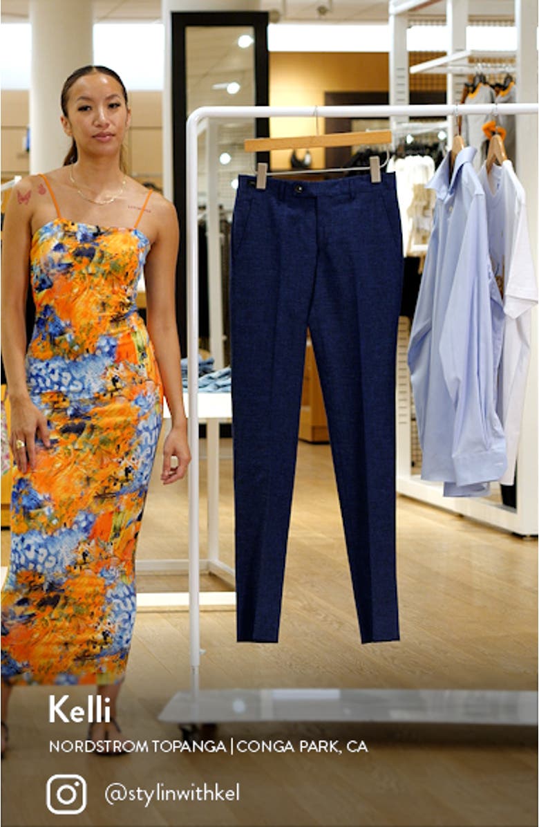 Jerome Trim Fit Soft Constructed Stretch Wool Blend Tapered Leg Pants, sales video thumbnail