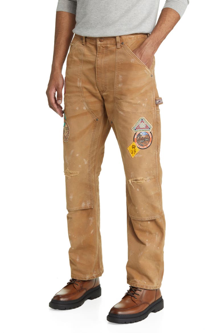 Relaxed Fit Distressed Canvas Pants, Main, color, BLUFFPOINT