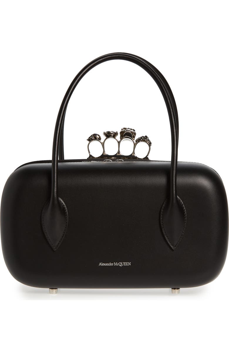 McQueen The Reverse Knuckle Clasp Top Handle Clutch, Main, color,