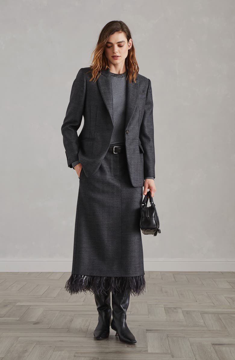 Brunello Cucinelli Comfort cotton ribbed jersey T-shirt with precious collar, Alternate, color,