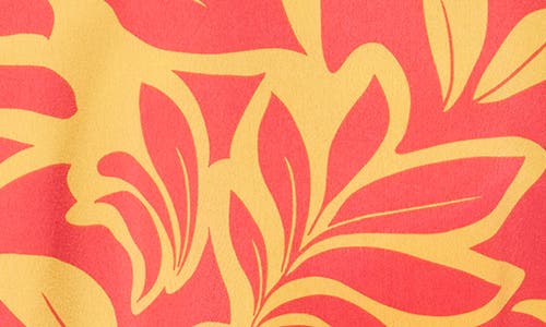 Renee C Print Bubble Hem Satin Top In Orange/yellow
