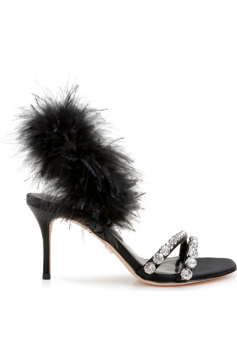 Badgley Mischka Collection Harley Feather Embellished Sandal, Alternate, color,