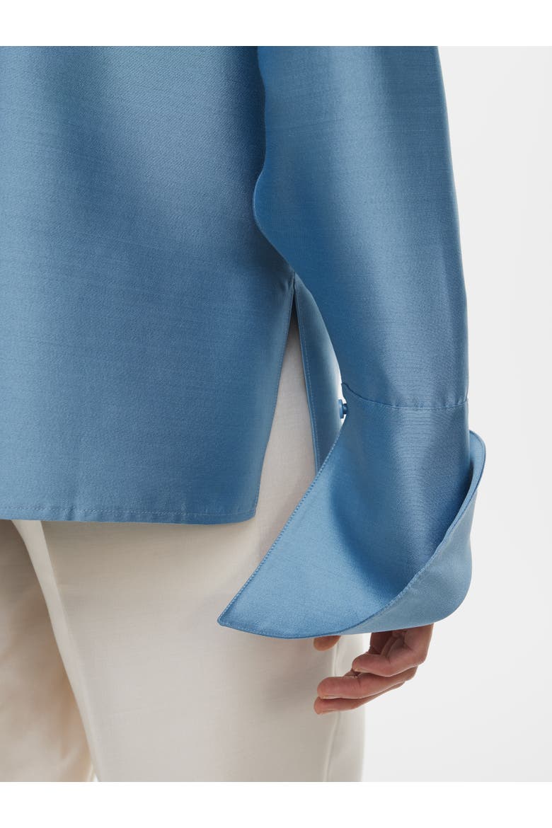 Silk-Wool Blend Fitted Shirt, Alternate, color, Steel Blue