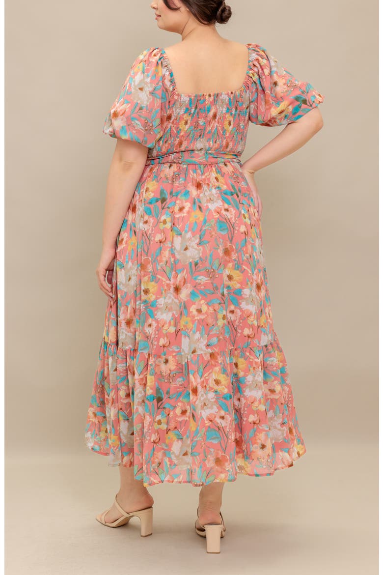 Square Neck Puff Sleeve Maxi Sundress, Alternate, color, ROSE
