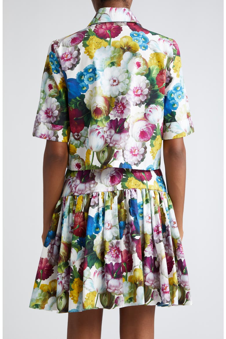 Floral Short Sleeve Crop Button-Up Shirt, Alternate, color, HA4YFFIORE NOTTURNO F.BCO