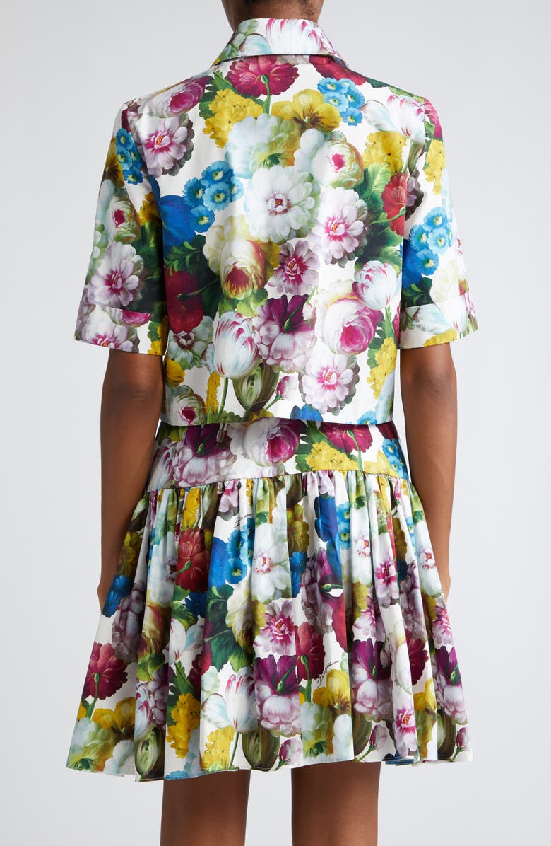 Dolce&Gabbana Floral Short Sleeve Crop Button-Up Shirt, Alternate, color,
