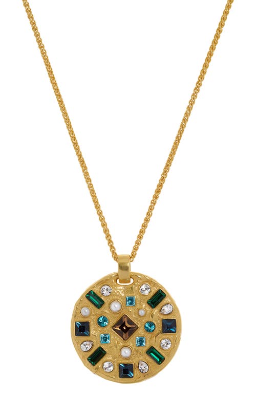 Reiss Skye Crystal Coin Pendant Necklace In Gold Tone/multi Crystal
