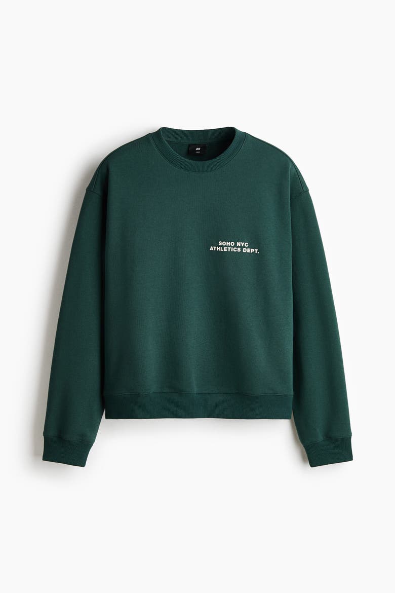 Loose Fit Sweatshirt, Alternate, color, Dark green/SoHo NYC