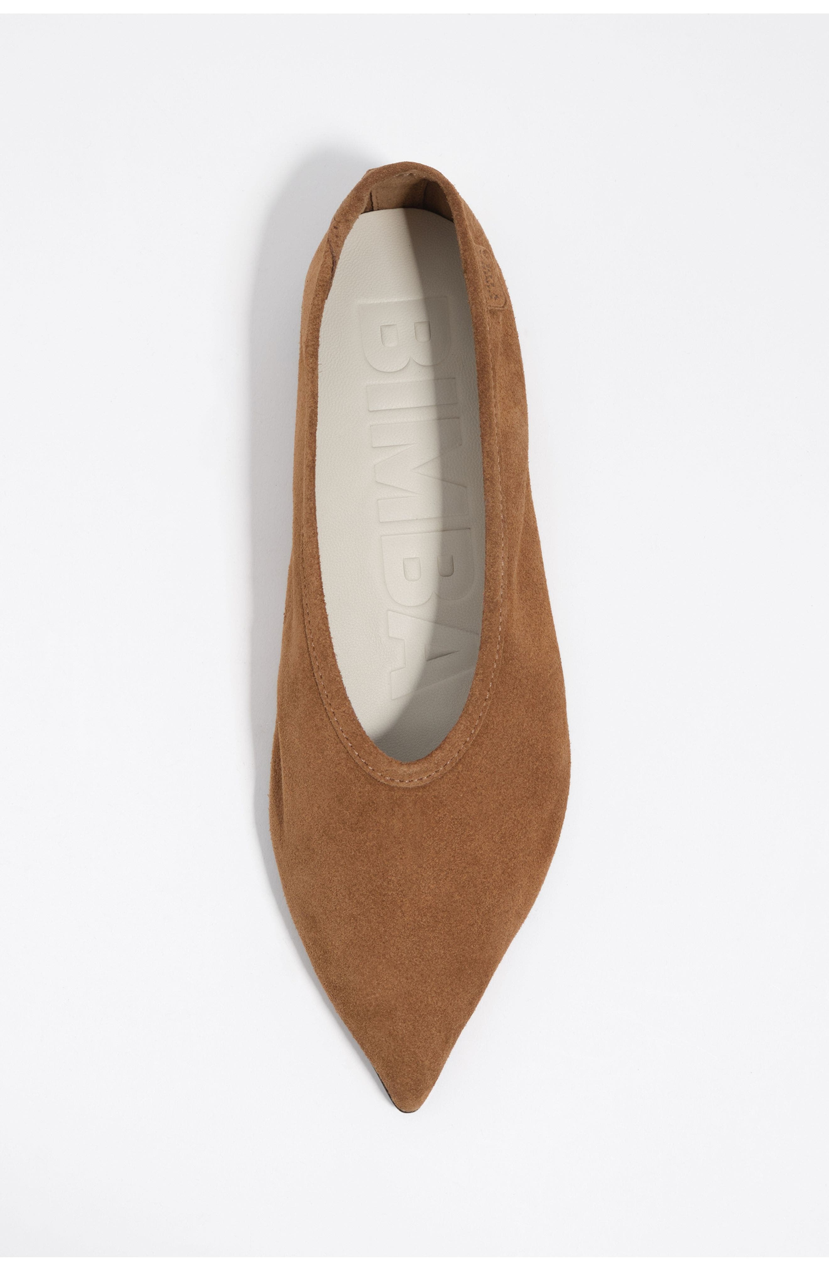 Bimba y Lola Suede Pointed Toe Ballerina, Alternate, color, Taupe