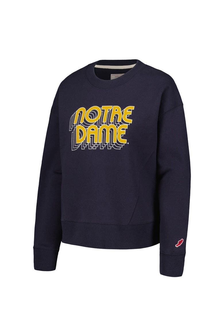 Women's League Collegiate Wear Navy Notre Dame Fighting Irish Boxy Pullover Sweatshirt, Alternate, color, Navy