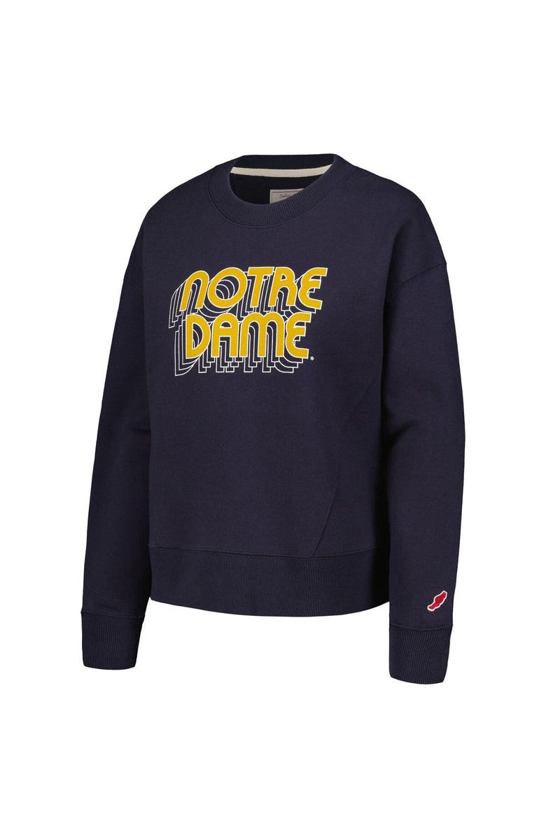 LEAGUE COLLEGIATE WEAR Women's League Collegiate Wear Navy Notre Dame Fighting Irish Boxy Pullover Sweatshirt, Alternate, color, 
