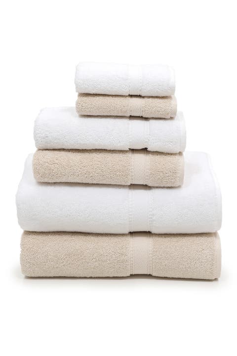 Sinemis Terry 6-Piece Towel Set - Beige/White