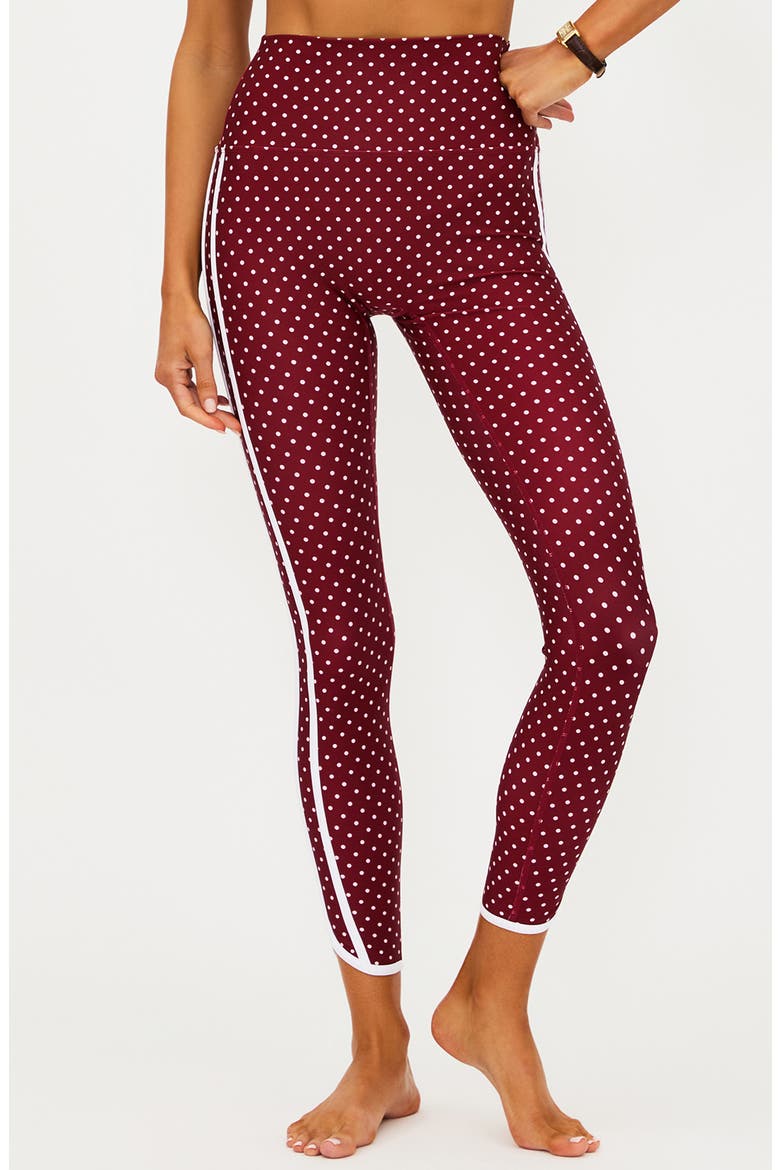 Rella Side Stripe Ankle Leggings, Main, color, CRIMSON DOT