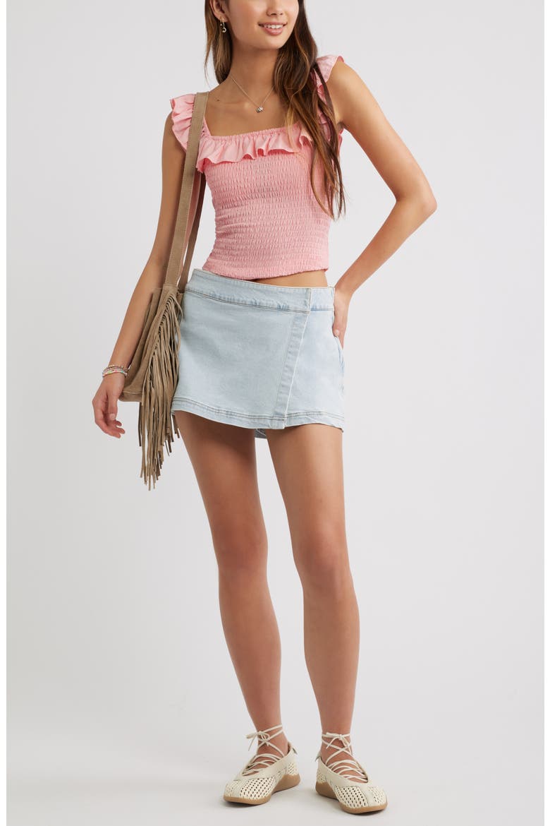 Smocked Ruffle Trim Tank, Alternate, color, PINK QUARTZ