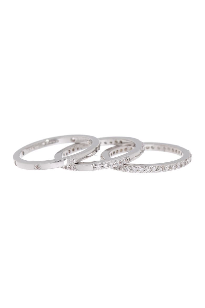 Stackable CZ Rings - Set of 3, Alternate, color, CLEAR- SILVER