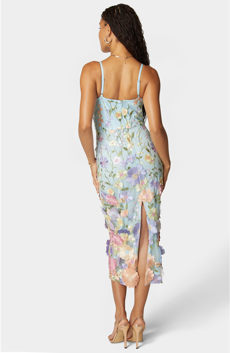 bebe Floral Embroidered Sheath Midi Dress, Alternate, color, 