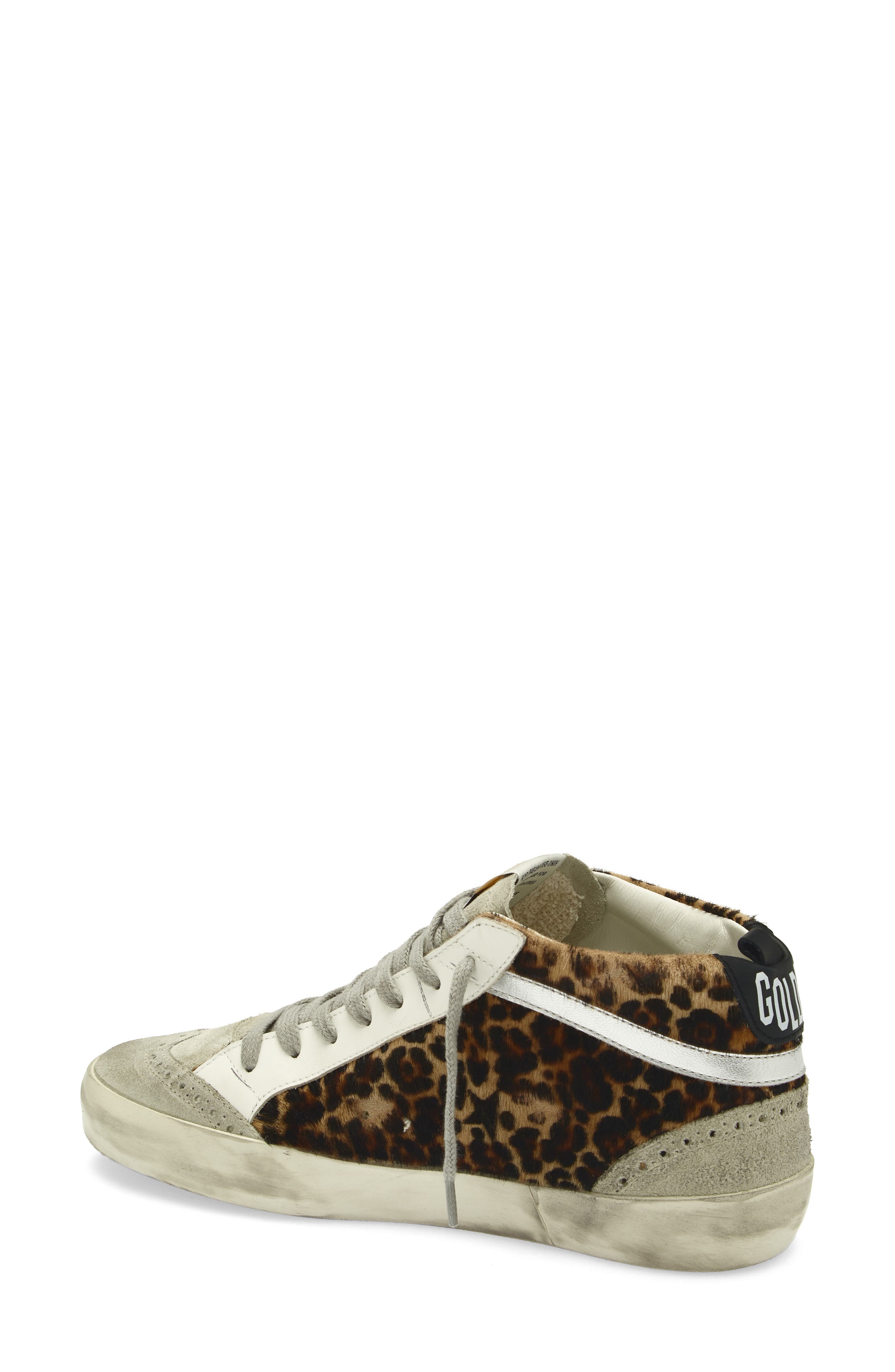Golden Goose Mid Star Genuine Calf Hair Sneaker, Alternate, color, Leopard Print Calf Hair/Black