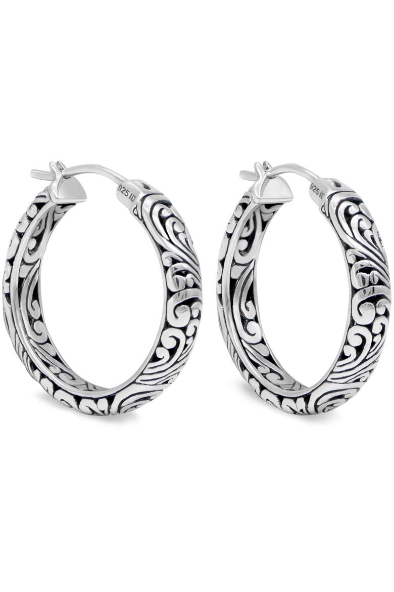 25mm Filigree Hoop Earrings in Sterling Silver, Main, color, Silver
