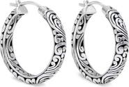 DEVATA 25mm Filigree Hoop Earrings in Sterling Silver
