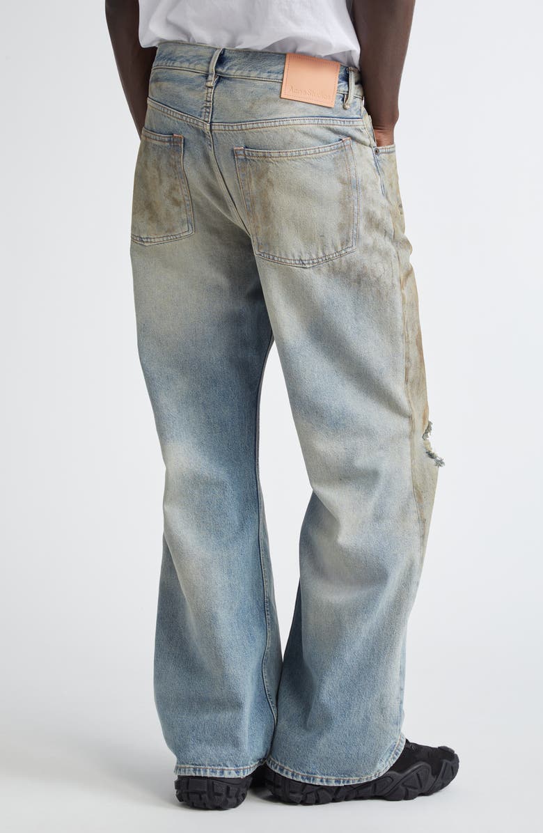 Acne Studios 2021 Penicillin Distressed Loose Fit Wide Leg Jeans, Alternate, color, Mid Blue