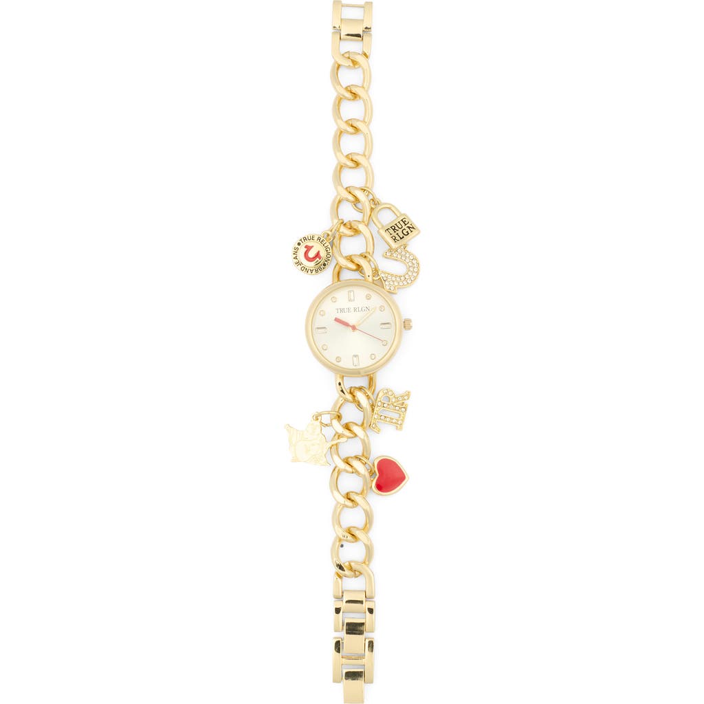 True Religion Analog Quartz Charm Strap Watch, 24.5mm In Gold