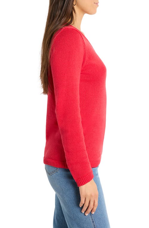 Nic + Zoe Cotton Cord Soft V-neck Sweater In Haute Red