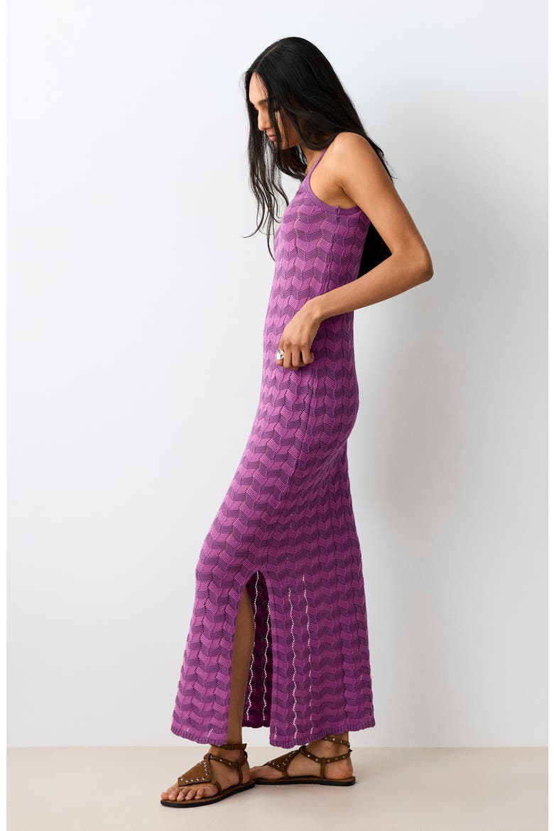 Openwork Diamond Knit Dress, Alternate, color, PURPLE