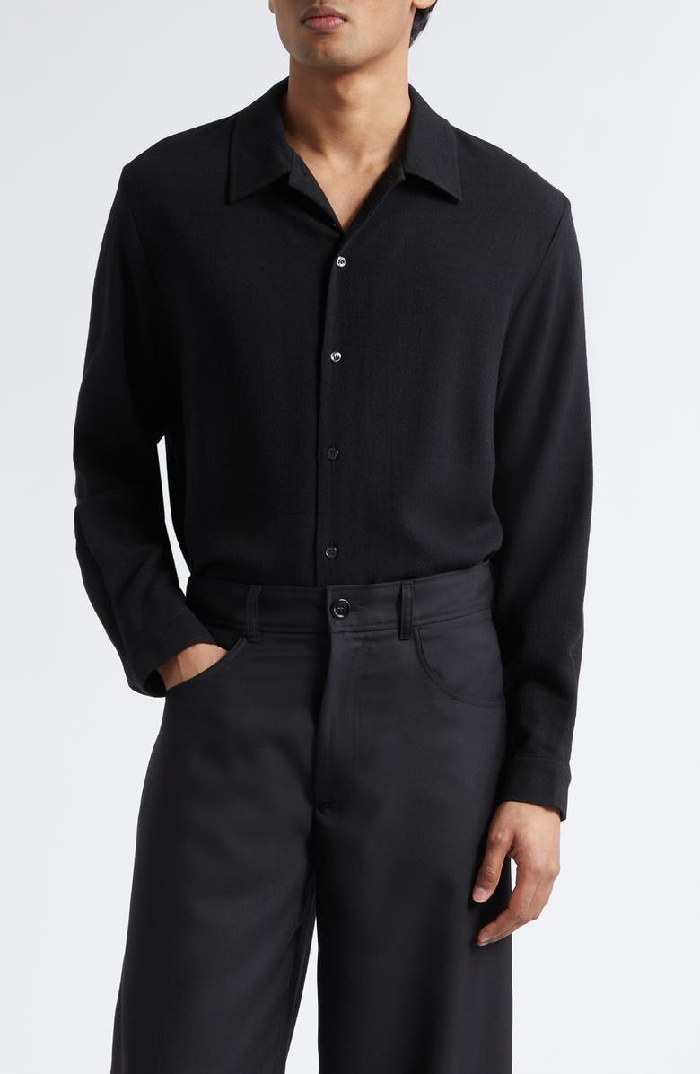 Séfr Sense Button-Up Shirt, Main, color, Black Crepe