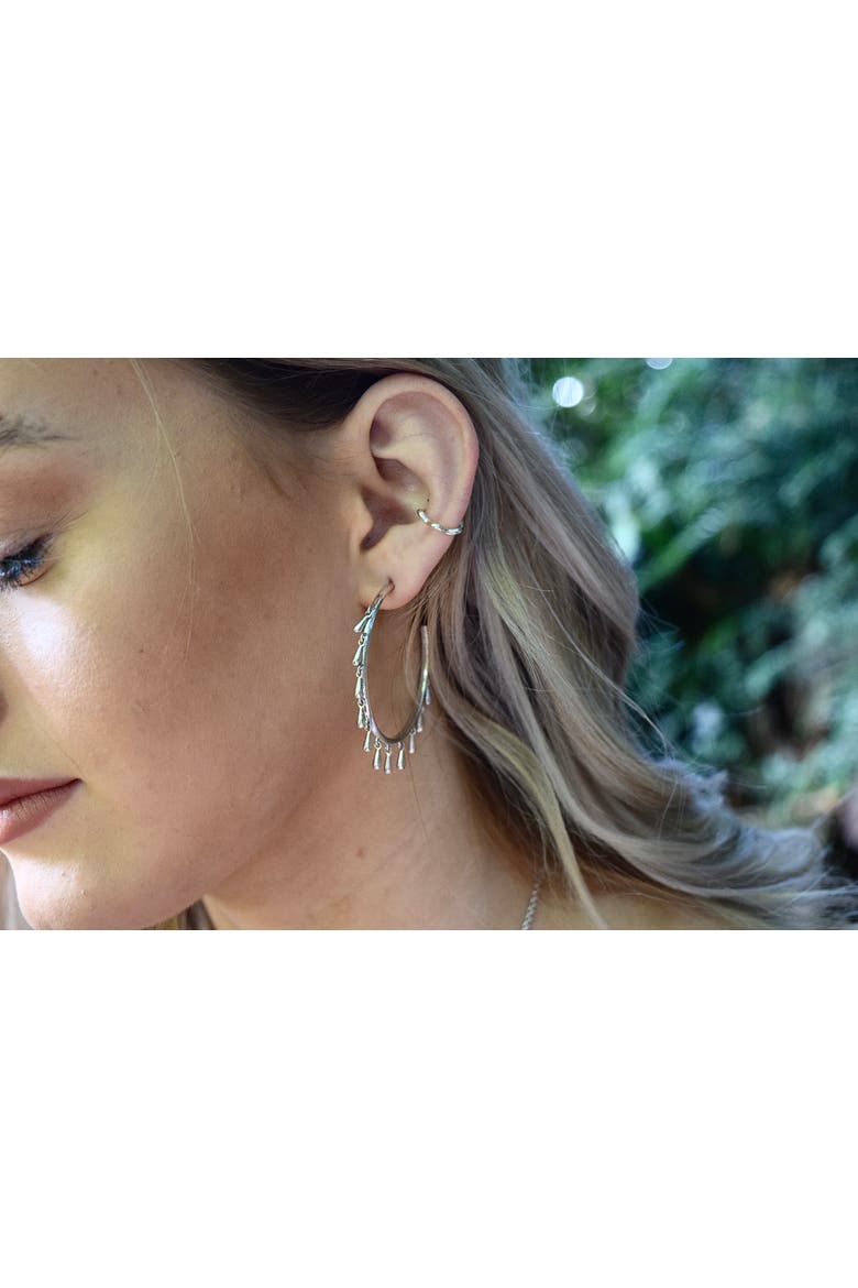 Multi Drop Hoops, Alternate, color, Sterling Silver