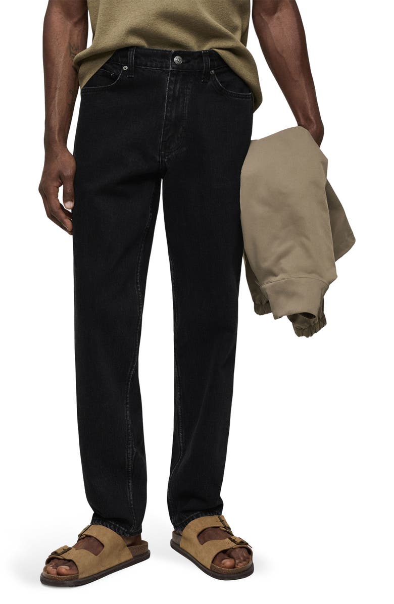 MANGO Bob Straight Leg Jeans, Main, color, Black Denim