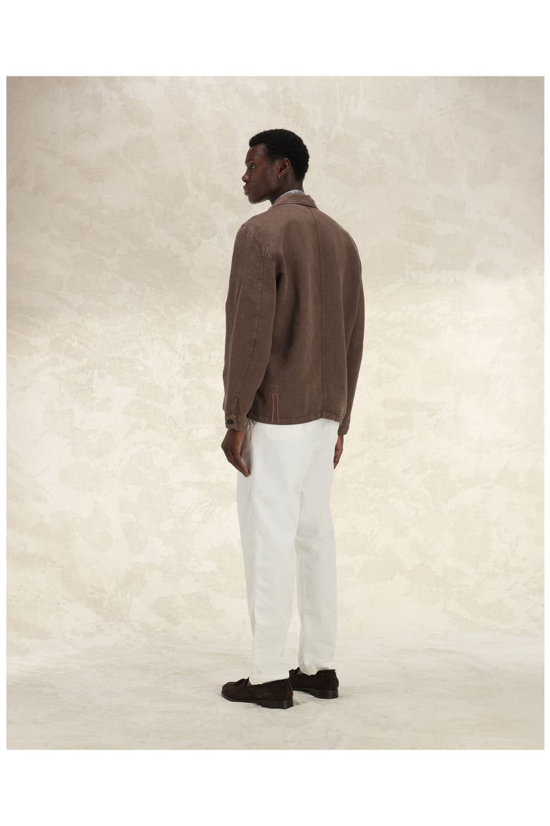 Helvetica Linen Overshirt, Alternate, color, BROWN