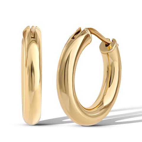 Polished Gold-Tone Chunky Hoop Earrings