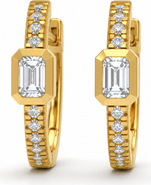 BY ADINA EDEN Diamond Emerald Bezel Accent Pave Huggie Earring 14K